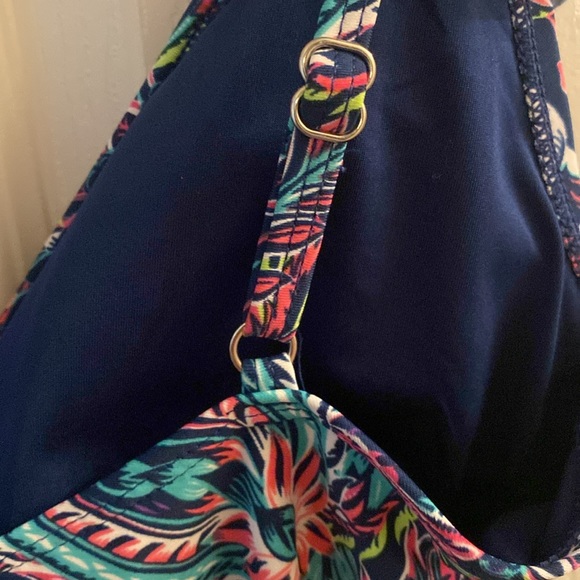 Caribbean Joe V-neck One Piece Swimsuit Ruffle Midnight Blue Paisley - Picture 5 of 8